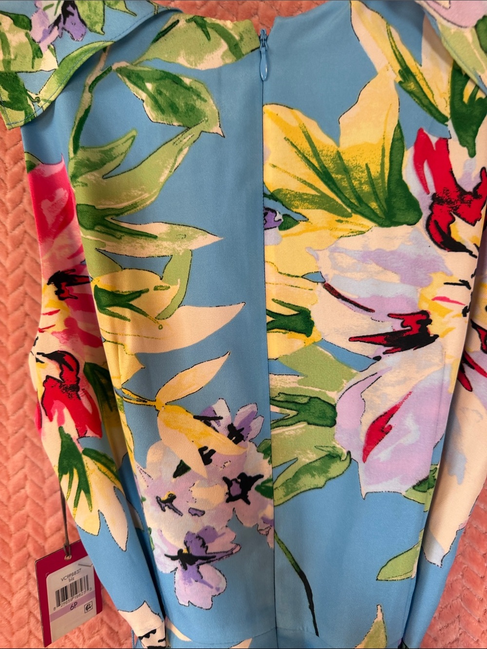Vince Camuto Sky Blue Floral Ruffle Maxi Dress - Picture 7 of 7